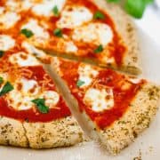 gluten free pizza with slice cut out