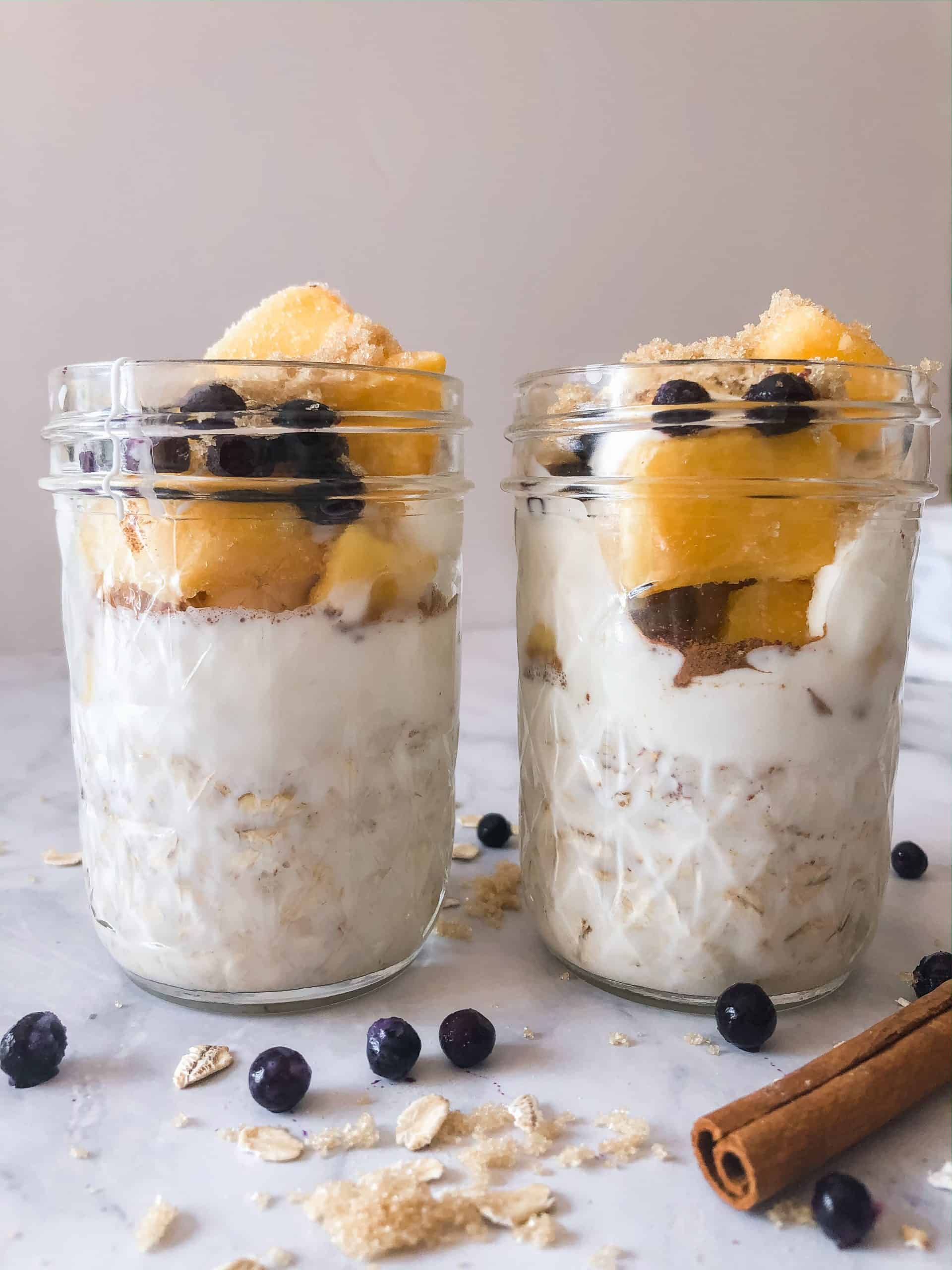 mango overnight oats with blueberry // livingbeyondallergies.com