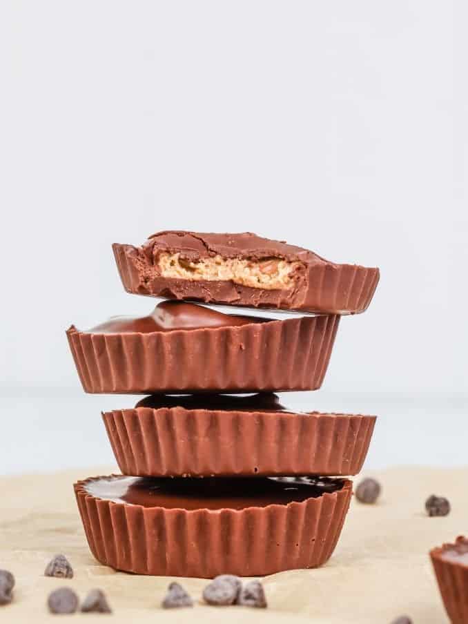 a stack of sunbutter cups is shown on the kitchen countertop